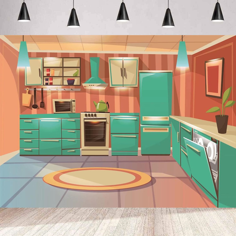Kitchen Baking Cupboard - Фон для фотосъемки: мультяшная кухня, готовка,