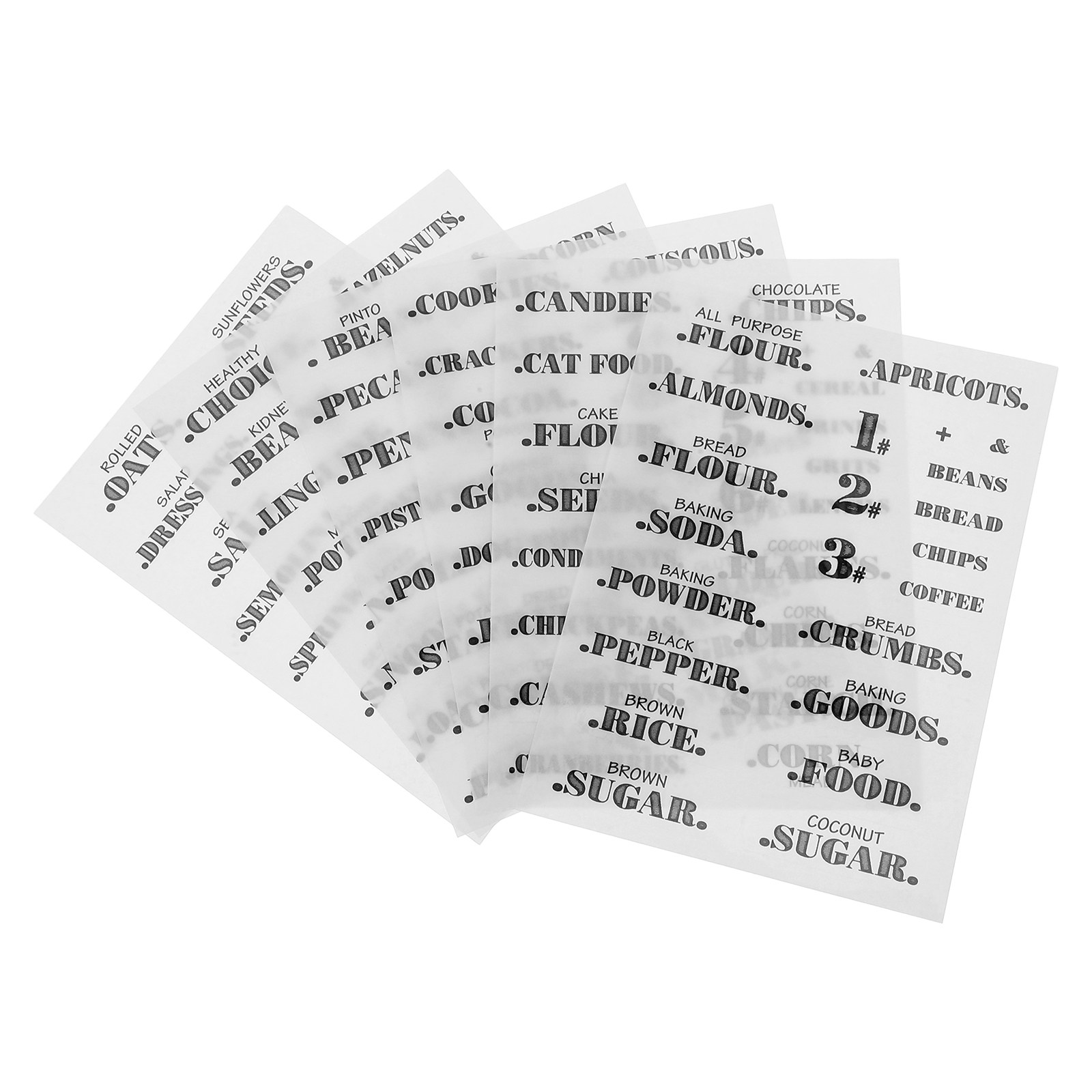 Kitchen.Baking Labels - 6 листов прозрачных этикеток для хранения