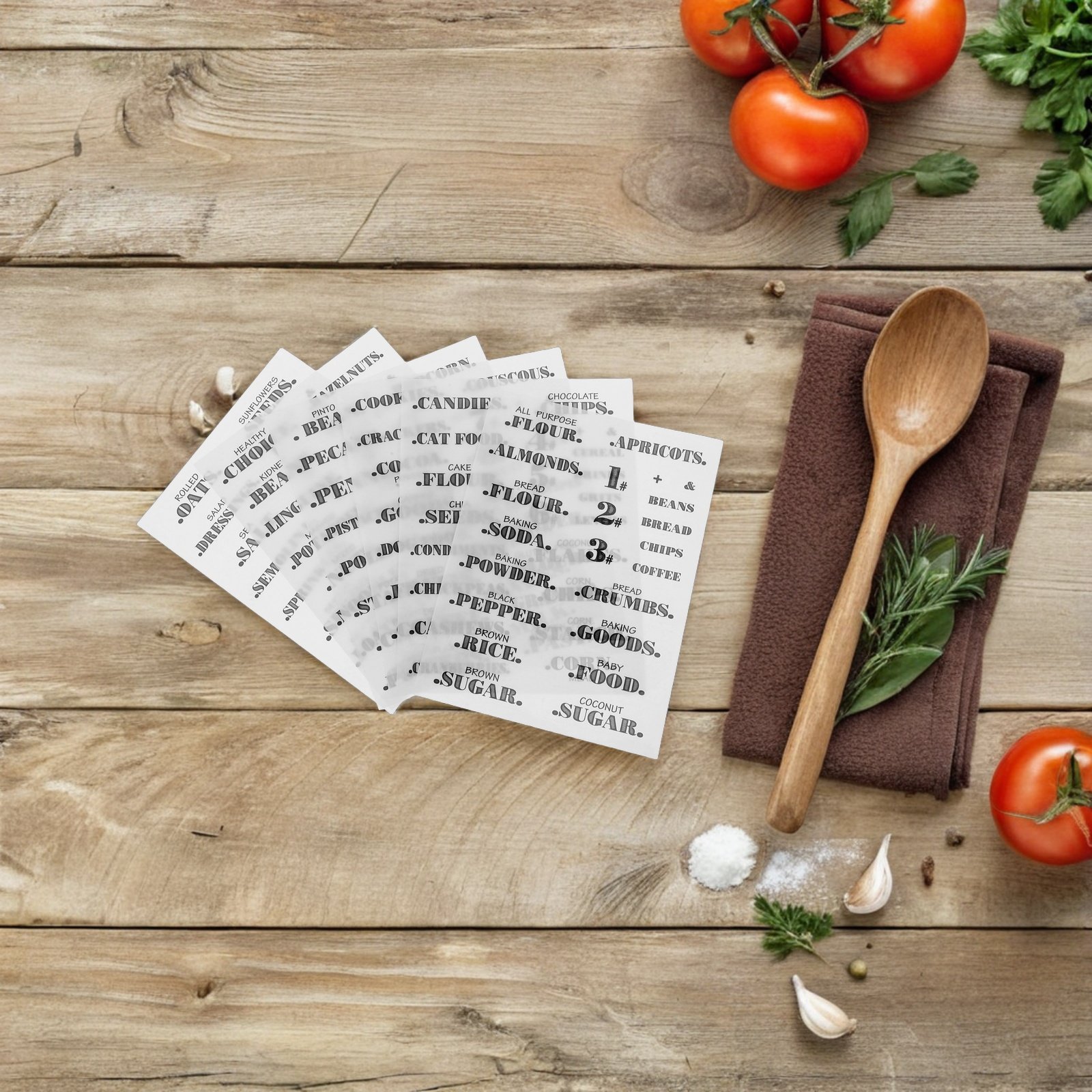 Kitchen.Baking Labels - 6 листов прозрачных водонепроницаемых этикеток для